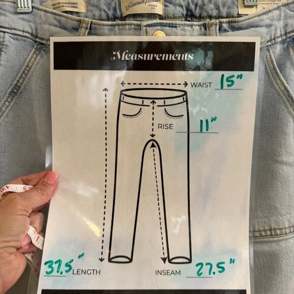 NWT Universal Thread Goods Co. High Rise Slim Straight Leg. Light Denim. Size 8 - Picture 6 of 6